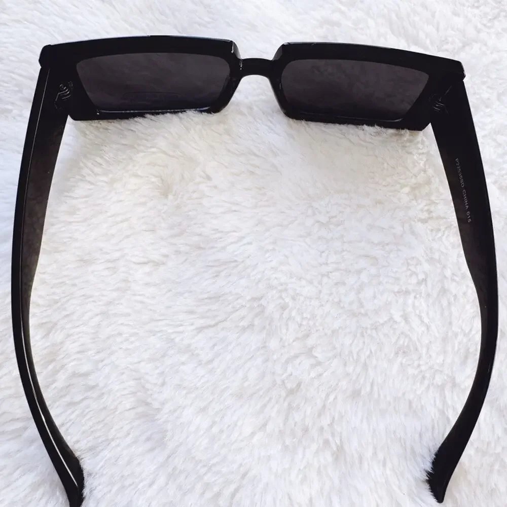 Aaron Black w/ Blue Tint Rectangular Sunglasses
